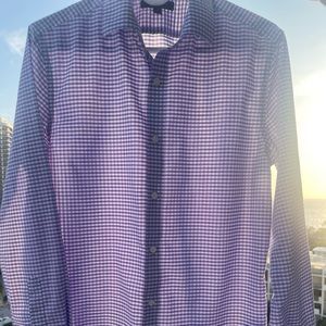 Men’s Small Banana Republic Non Iron Camden Fit Purple Checkered Dress Shirt